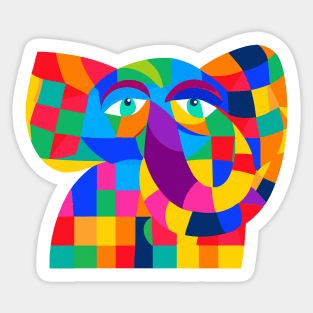 Little Elephant - Colorful Geometric Cute Animal Design Sticker